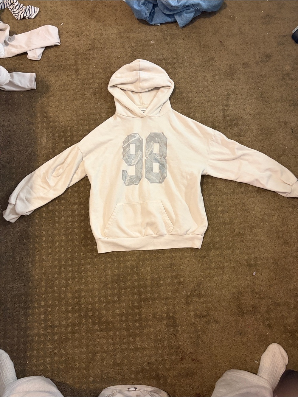 Aeropostale Cream Hoodie with Aqua Accent